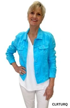 Lulu B Linen Jacket -Fashion Shoe Store 25858 CLRTURQ l
