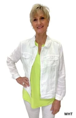 Lulu B Linen Jacket -Fashion Shoe Store 25858 WHT l