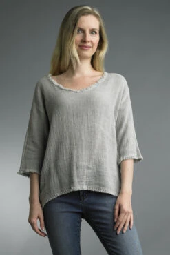 Trimmed Linen Top