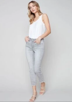 Frayed Hem Pant -Fashion Shoe Store 32224 SOFTGREY l