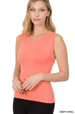 Round Neck Tank -Fashion Shoe Store 32332 DPCORAL l
